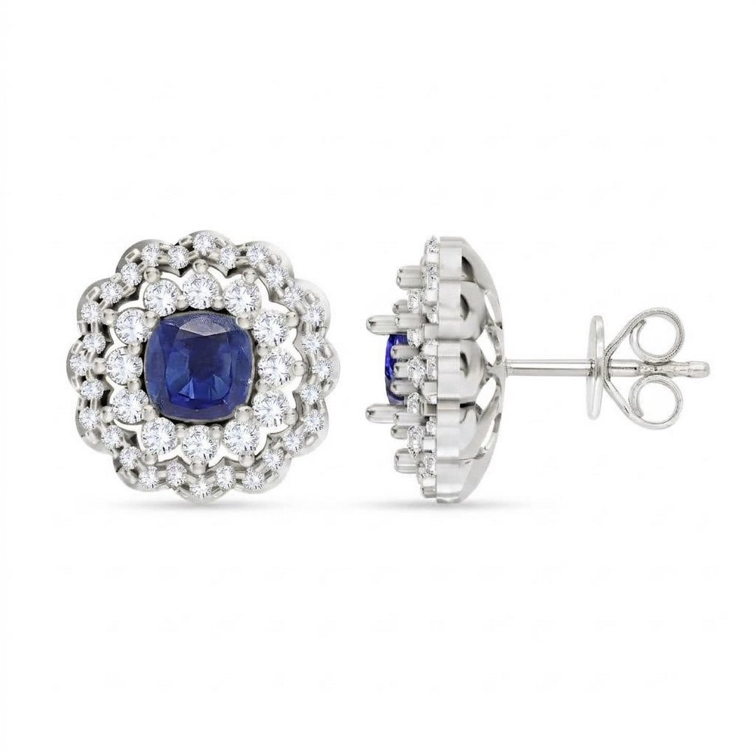 LG - 14K 1.05CT D-EARRING LDS CUSC/RDS CERTIFIED SAPHIRE 0.69
